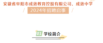 安徽省阜陽市成效教育控股有限公司、成效中學(xué)2024年招聘啟事