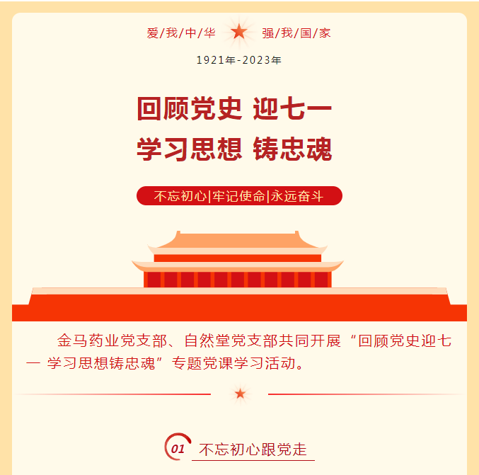 金馬藥業(yè)黨支部、自然堂黨支部共同開展“回顧黨史迎七一 學習思想鑄忠魂”專題黨課學習活動。